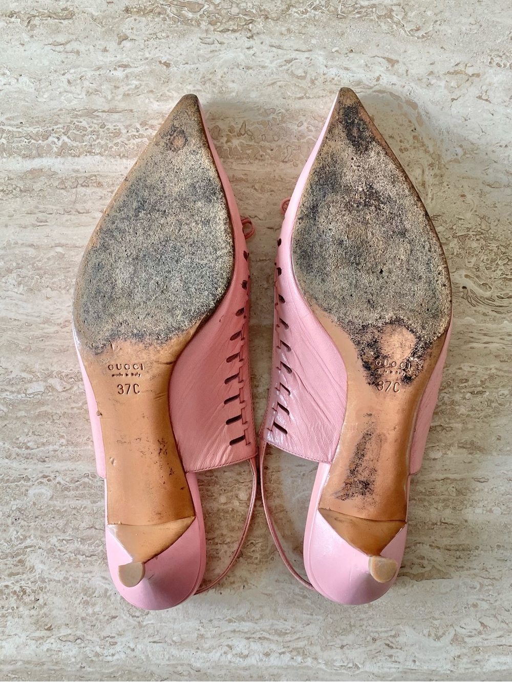Vintage Gucci Cutout Bamboo Bow Slingback Heels - Picture 10 of 10